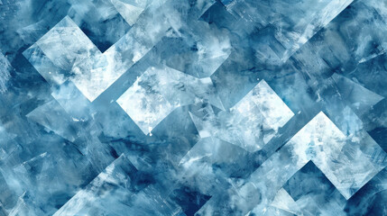Poster - abstract blue pattern with geometric shapes and textures, creating cool and calming visual effect. i