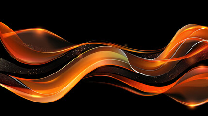 Poster - abstract orange and black wave design with smooth curves and light effects. perfect for backgrounds 