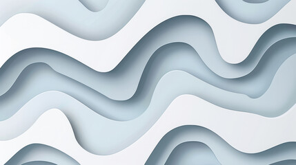 Poster - smooth wavy layers in soft blue and white create modern abstract background. design evokes sense of 