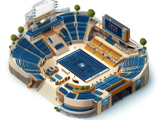 Fototapete - Detailed Isometric View of a Modern Sports Arena: Interior Design and Architectural Plan.