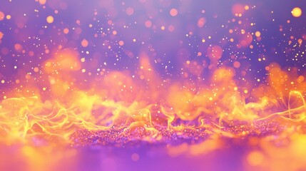 Canvas Print - Vibrant abstract background with swirling flames and sparkling particles in purple and orange hues, ideal for creative designs and seasonal projects