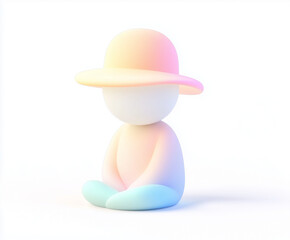 3d avatar rainbow character profile with hat, isolated on white background