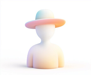 3D minimalistic rainbow avatar icon character with hat