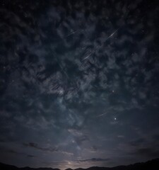 starry night sky with twinkling stars on dark background, space, black sky, nature