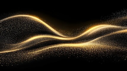 Fototapete - Radiant gold glitter wave spreading across a dark background with a glowing shimmer effect perfect for festive and celebratory designs digital art and creative projects