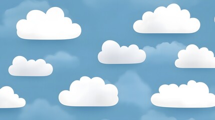 Leinwandbilder - Minimalist Cloud Pattern with Soft White Clouds Set Against a Pastel Baby Blue Background Providing a Clean and Aesthetic Design for Wallpapers Prints and Creative Projects