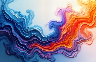 Poster - Abstract design with liquid paint swirling gently. Colorful liquid textures flow, mix. Intricate patterns create beautiful, dynamic effect. Vibrant colors blend harmoniously. Abstract art piece looks