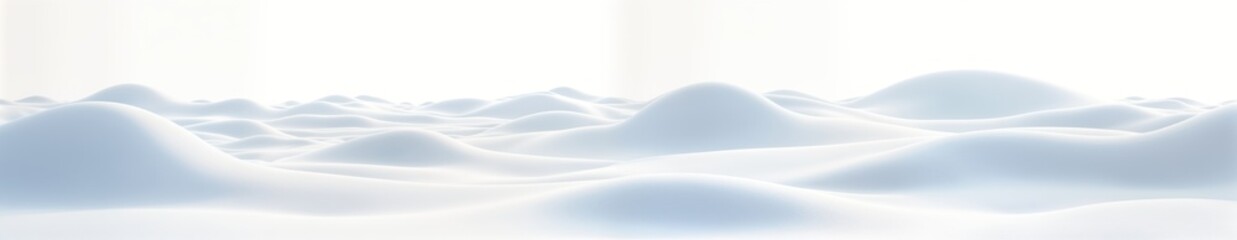 Poster - Winter landscape shows soft snow hills. Snowy hills gently undulate creating serene winter scene. Pure white snow surface with smooth texture. Winter wonderland. Soft snow drifts gently across