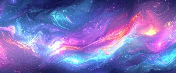 Poster - Abstract cosmic nebula with swirling vibrant colors.