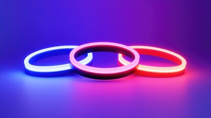 Poster - Abstract neon rings stacked in multiple colors, creating a hypnotic tunnel effect with infinite depth.