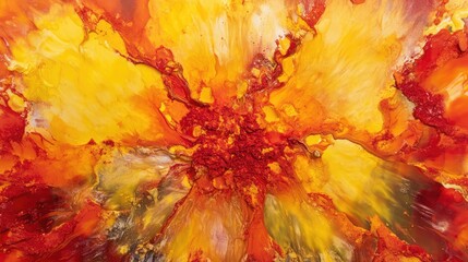 Poster - An energetic mix of red and yellow powders captured mid-explosion, radiating warmth and vitality.