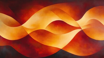 Poster - A bold pattern of orange and red waves flowing dynamically, evoking energy and movement in an abstract style.