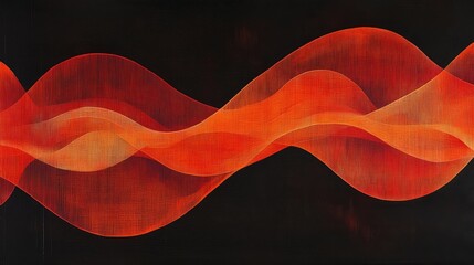 Poster - A bold pattern of orange and red waves flowing dynamically, evoking energy and movement in an abstract style.