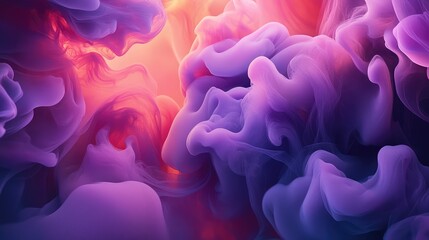 Poster - A close-up of colorful smoke in shades of purple and pink, swirling elegantly in the dark.