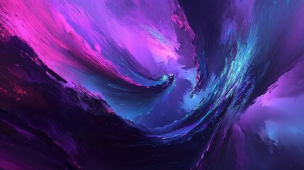 Poster - A mesmerizing color explosion of purple, teal, and magenta powders blending in mid-air, creating a dynamic abstract visual.