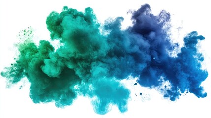 Poster - A stunning color burst with shades of indigo and emerald green colliding to form a striking abstract cloud.