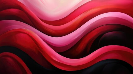 Poster - Glowing waves in shades of deep red and crimson, creating a bold and dramatic abstract composition.