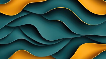 Poster - Glowing teal and yellow waves with sharp edges, creating a striking visual with a high-tech feel.