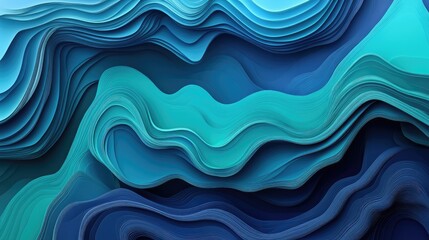 Poster - Gradient waves of deep blue and turquoise with subtle reflections, giving the illusion of underwater currents.