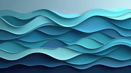 Poster - Gradient waves of deep blue and turquoise with subtle reflections, giving the illusion of underwater currents.