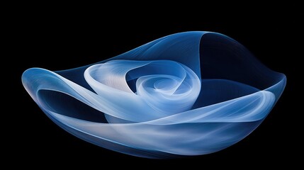 Poster - Swirling blue smoke rising delicately against a black background, creating soft, fluid patterns.