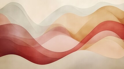 Poster - Subtle pastel waves flowing gently across a neutral beige background, evoking softness and harmony.