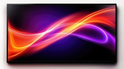 Poster - Vibrant orange and purple waves intertwining, forming a striking abstract pattern of motion and energy on a black canvas.