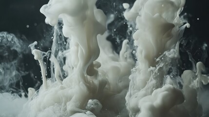 Poster - White smoke merging and twisting, forming ghostly shapes in a dark and atmospheric space.