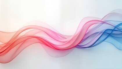 Aufkleber - Abstract pastel waves flow smoothly across white background. Vibrant pink, blue colors blend seamlessly. Soft flowing lines create dynamic motion. Image perfect for abstract designs. Trendy, modern.