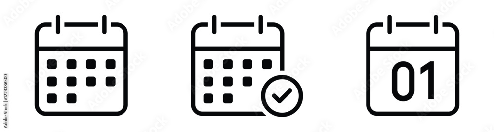 Date calendar icon set. Appointment schedule vector icon symbol - Time ...