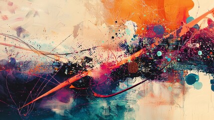 Poster - Vibrant Abstract Digital Landscape with Dynamic Colors and Unique Textures