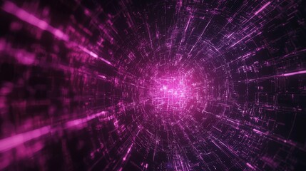 Poster - Abstract Digital Network Connection in Vibrant Pink Techno Style Visuals
