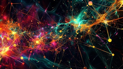Poster - Abstract Exploration of Technology Infused with Colorful Network Patterns and Light Effects
