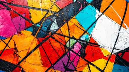 Poster - Vibrant Abstract Art with Bold Lines and Vivid Colors Creating Dynamic Visual Energy