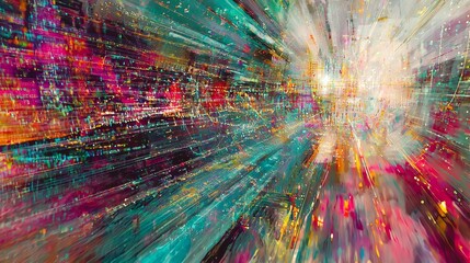 Poster - High Tech Data Streamlines Visualized in Colorful Abstract Patterns