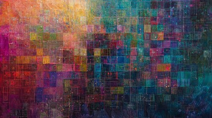 Poster - Colorful Digital Abstract Art Representing Dynamic Flow of Data and Connectivity