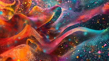 Poster - Dynamic Flow of Colorful Digital Data in Abstract Wavy Patterns