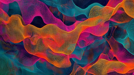 Poster - Enigmatic Patterns Symbolizing Interconnectedness in Vibrant Abstract Design