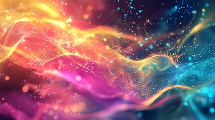 Poster - Abstract Glowing Data Streams with Vibrant Colors and Dynamic Patterns