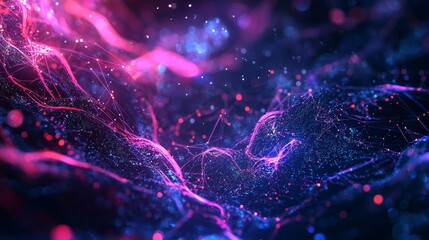 Poster - Glowing Nodes and Connectivity in a Futuristic Abstract Background