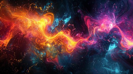 Poster - Vibrant Abstract Technology-Driven Visual Representation of Dynamic Digital Art