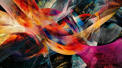 Poster - Dynamic Interlacing Patterns in Vibrant Colors Abstract Technology Design