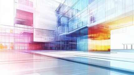 Poster - Modern Digital Architecture Concept with Vibrant Colors and Abstract Elements