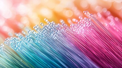Poster - Close-up of colorful fiber optic cables against a bokeh background.