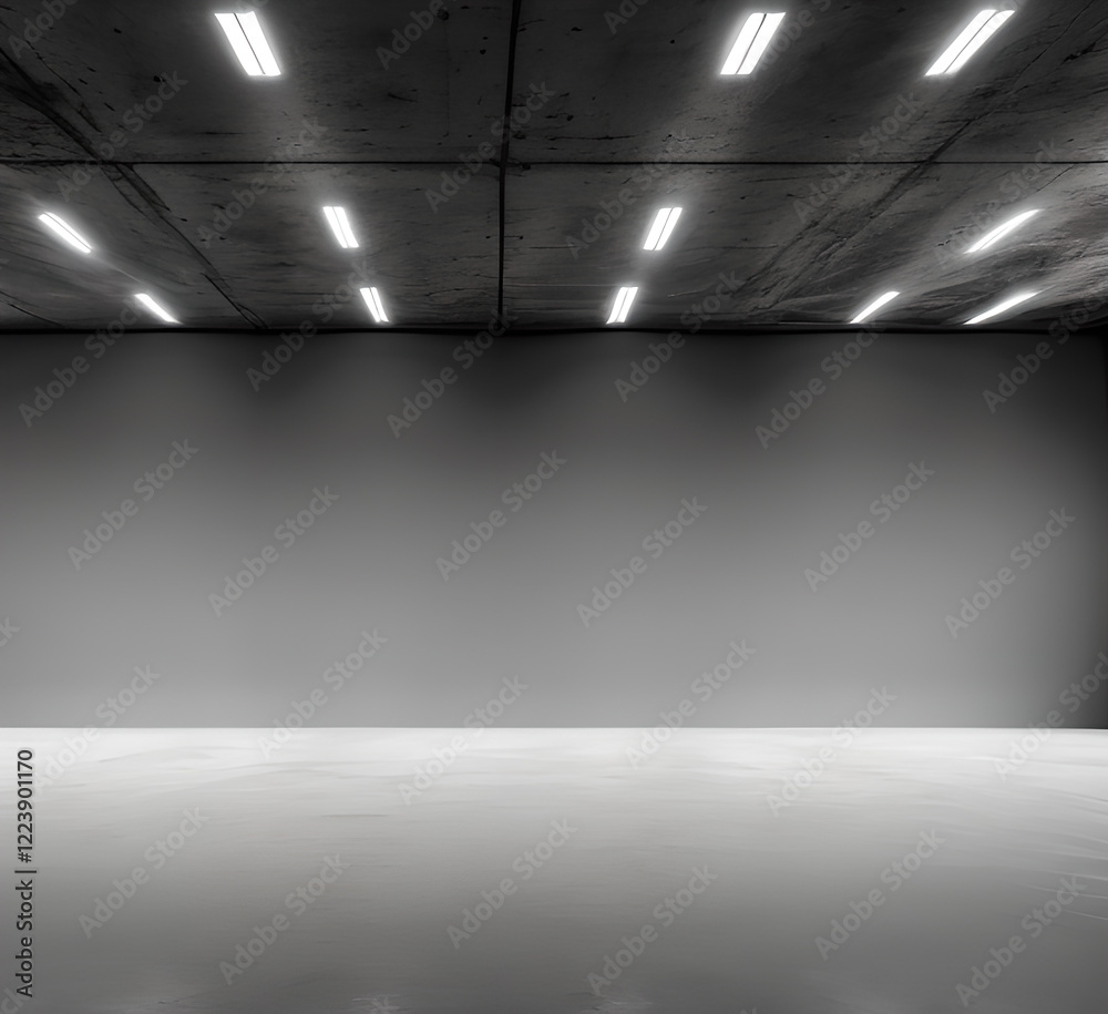 Empty room interiors with gray wall Studio Concrete background and ...