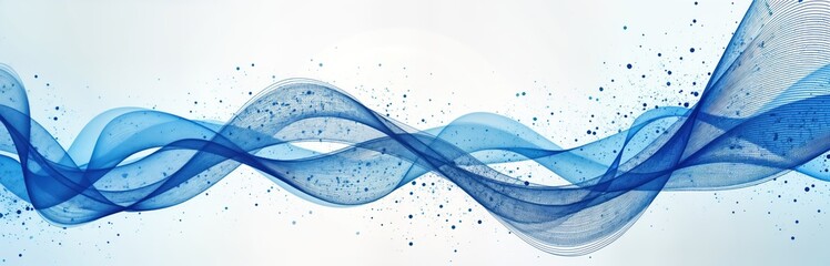 Aufkleber - Abstract dynamic blue wave pattern. Smooth lines, dots create futuristic design. Fluid lines create vibrant color effect. Suitable for tech abstract background. Modern, elegant visual. Perfect for