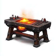 Blacksmith's workshop tools fantasy realm game art hearthstone style