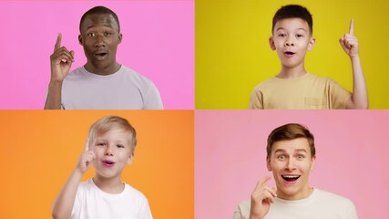 Poster - A collection of diverse children showcasing different gestures and emotions against vibrant backgrounds.