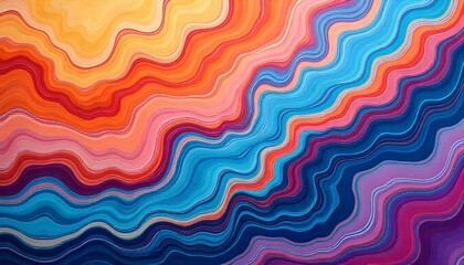 Aufkleber - A dynamic abstract artwork featuring marbled acrylic patterns with vibrant rainbow swirls and flowing wave textures
