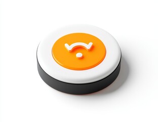 Poster - 3D render of an orange and white button with a wifi symbol.